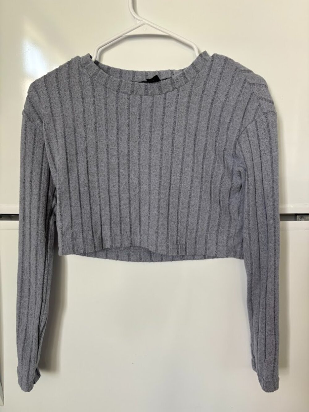 Heather Gray/Purple Ribbed Crop Top Size XS